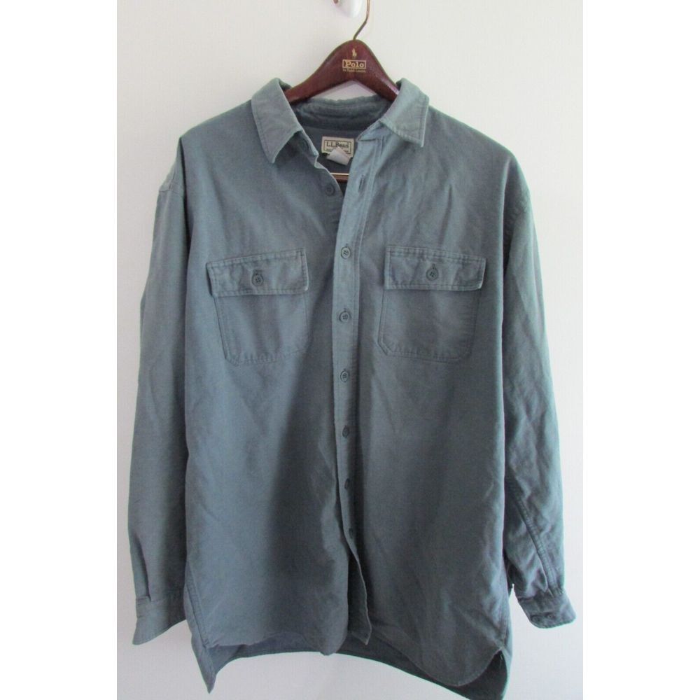 LL Bean Mens Chamois Shirt XL-Tall Gray Heavy Flannel Button Up Pockets 0MT04